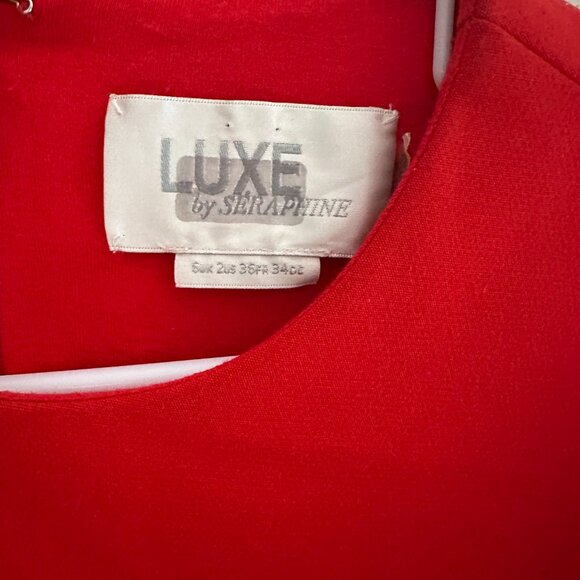 Seraphine Luxe Red Maternity dress with peplum accents - size 2 - Picture 2 of 5